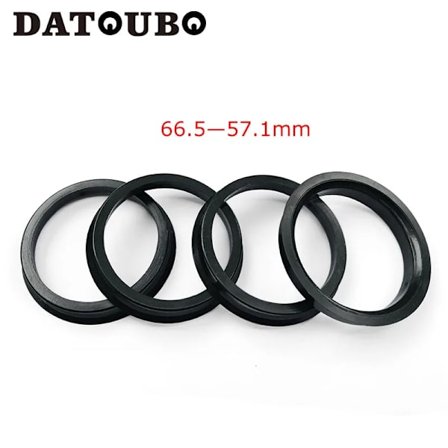 4 st svarta plastmaterial bilhjul 66,5 -57,1 mm centriska ringar, biltillbehör. 66,5 till 57,1 mm navringar Detaljpris