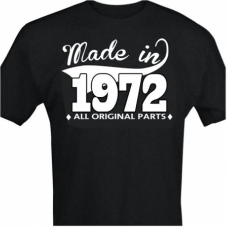 Svart T-shirt Med Design - Made In 1972 - All Original Parts L
