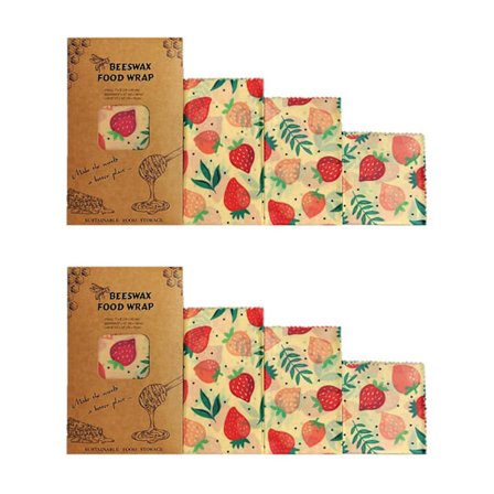 Sett med 2 gjenbrukbare bivoksduker Matfriskposelokk Jungle Party Bivoksduker Smørbrød Ost