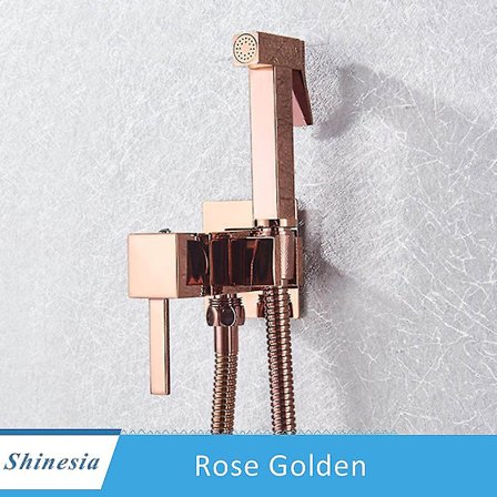 Shinesia Mattsvart Mässing Duschkran Bidé Kran Tvättmaskin Blandare Muslimsk Dusch Kall- och Varmvattenblandare Kran Fyrkantig Duschspray