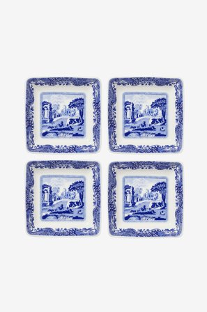 Spode - Fyrkantiga skålar Blue Italian 7,5 cm, 4-pack - Blå - Skålar - Från Homeroom