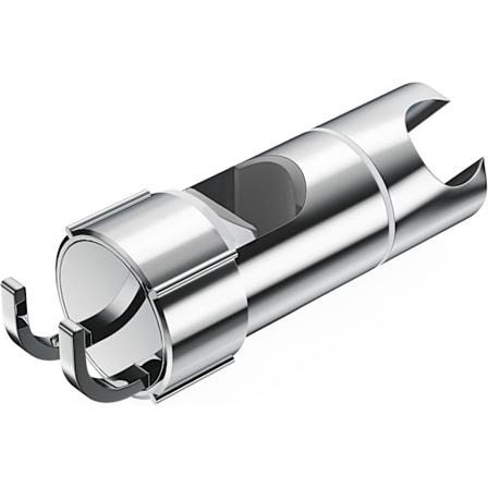 Justerbar duschhuvudhållare med 2 krokar, universellt duschhuvudfäste för 16-27 mm glidstång, krompläterad duschreglage