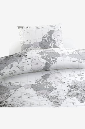 Borganäs of Sweden - 2-Dels Set Big World - Grå - Påslakanset - 150X210 - Från Homeroom