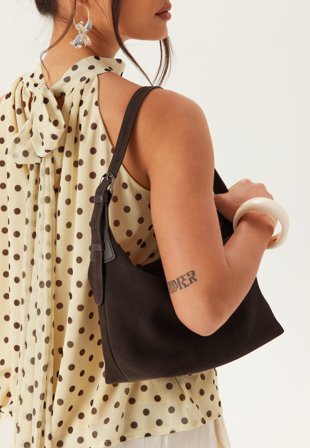 MAKE WAY - Suede Tote Bag - Dark brown