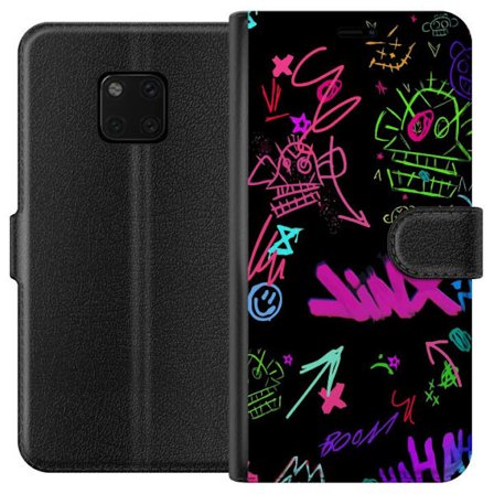 Kompatibelt Plånboksfodral till Huawei Mate 20 Pro Neon Doodle Chaos