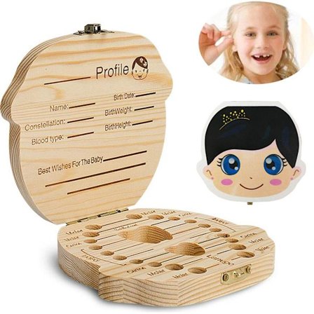 Tannboks i tre, melketannboks i tre, jente suvenirboks julegave (jenter)