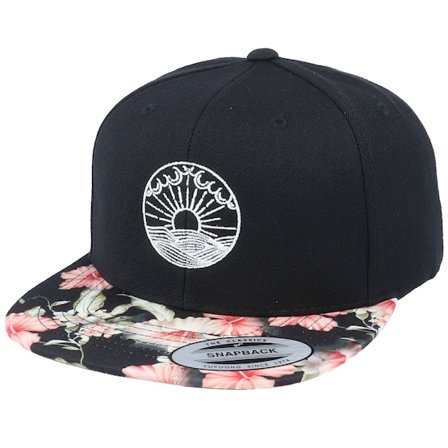 Iconic - Svart snapback Caps - Ocean Sunset Black/Floral Snapback @ Hatstore
