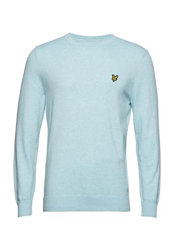 Cotton Merino Crew Jumper Strikkegenser M. Rund Krage Blå Lyle & Scott