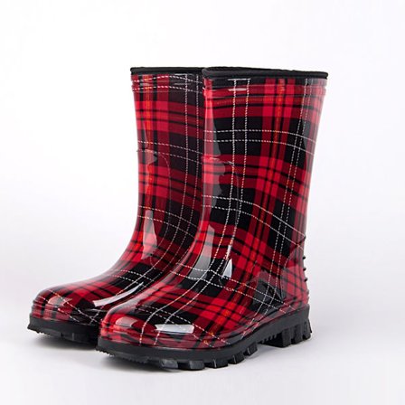 Dame Mid Calf Regnsko Støvler Trykte Vanntett Gummi Støvletter