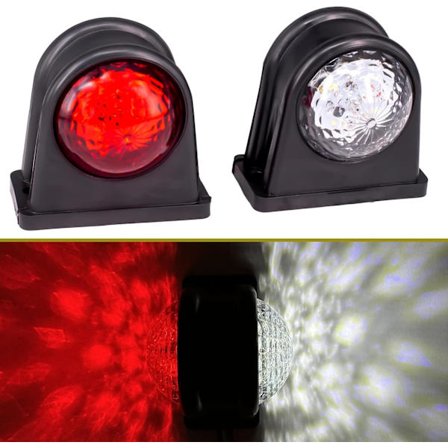 2X8 LED Sidomarkeringar 12/24V Dubbelsidig Trailer Sidlampa Varningslampa Röd Vit för Lastbil Husbil Husvagn