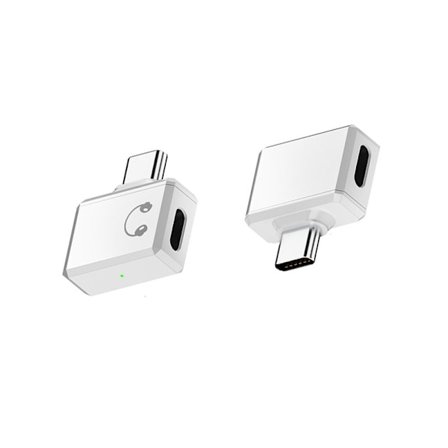 Lightning Hun til USB-C Han Sidebøjet Adapter til Hovedtelefoner - HiFi Lydkvalitet White