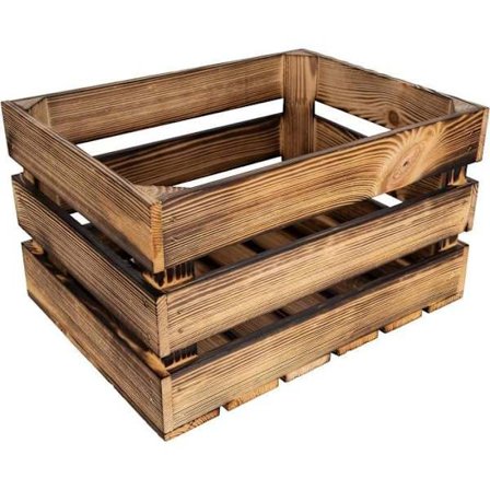 Opbevaringsboks - CREATIVE DECO - Flammeret Trækasse - 40 x 30 x 23 cm - Vintage - Holdbar