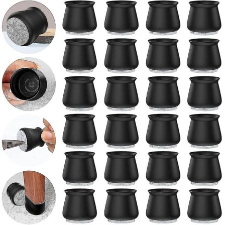 Stolebensbeskyttere, 24 stk. til trægulve. Stoleben i silikone