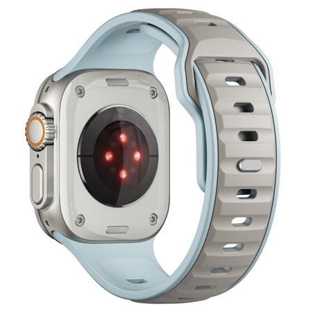 Tvåfärgat silikonarmband Apple Watch Series 10 46mm / Ultra 2 Ultra 49mm / Series 9 8 7 45mm / SE (2023) SE (2022) SE 6 5 4 44mm / 3 2 1 42mm - Ljusbl