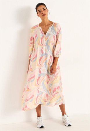 Cellbes of Sweden - Vævet kjole med struktur i flerfarvet / mønstret til damer i størrelse 38/40