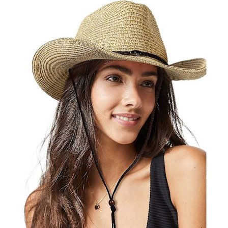 Kvinnors Halm Solhatt Herr Cowboy Stil Trädgårdshytt Upf 50+ Bred Brätte Sommarhatt