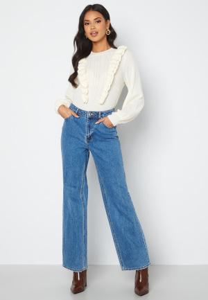 VERO MODA Kithy HR Loose Straight Jeans 25/32 Medium Blue Denim Leveälahkeiset farkut Dam