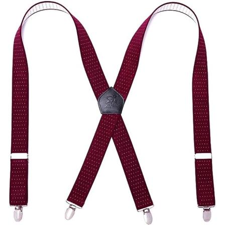 Herrebukser Holdere Sterke Metallklips 4 X Rygg Slitesterk Elastisk Justerbare Seler Heavy Duty Herrebukser Holdere (Rød og Hvit)