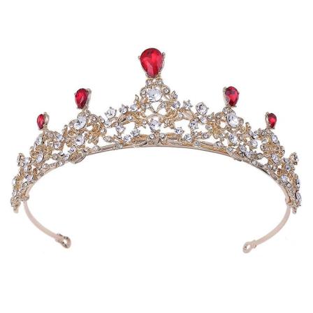 Tiarat ja kruunut naisille Prinsessa Tyttö Punainen Rhinestones Kristalli Hopea Metalli Quinceanera Kruunu Syntymäpäiväjuhlat Hiusasusteet,wz-1627 (