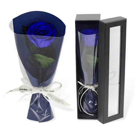 Levering med blå blomster Prime, konserverede blå roser til damer, ægte roser.