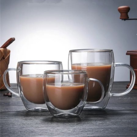 Dobbeltvægget Glas Varmebestandige Brosilikatglas Kopper til Espresso Kaffekop Sæt Drikkevarer Te Krus 150ml/250ml/350ml/450ml