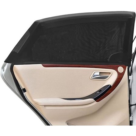 Baby Bil Solskærm Vindue Sok: 2stk Universal Bagrude Solskærm Beskytter til Auto SUV Beskyt Barn Kæledyr Bloker UV-stråler - Varme Sort