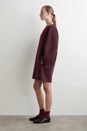 COS Women's Abito Mini In Lana Doppiata in Rosso