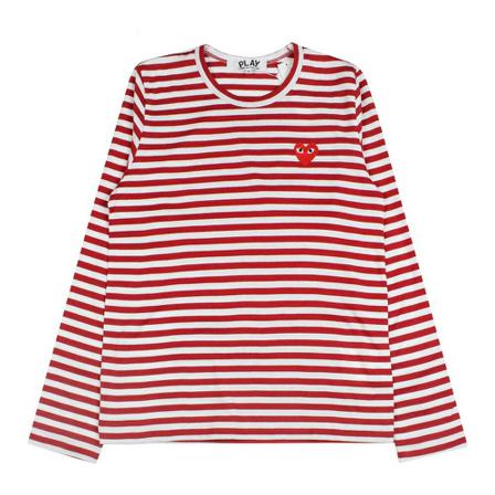 Comme des Garçons Play Striped Heart Logo Top Rød, Herre