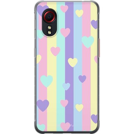 Yhteensopiva Puhelinkuori Samsung Galaxy Xcover 5 Pastelliraitoja pinkissä, keltaisessa, violetissa ja sinisessä, joissa on hajallaan pehmeitä kawaii-