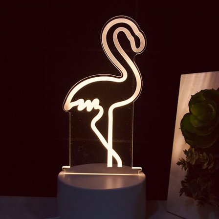 Qinwei 3D LED nattlys Akryl Rød-kronet trane lampe Fjernkontroll 3D illusjonslampe Valentinsdag Hjemmedekorasjonslys -- Stil N