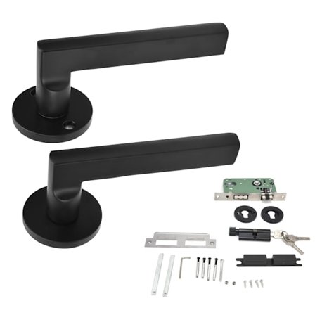 2 st Tyst Lagerdesign Dörrhandtag Lås med Nycklar Antikollision Inget Ljud för Sovrum Kontor Ytterdörr