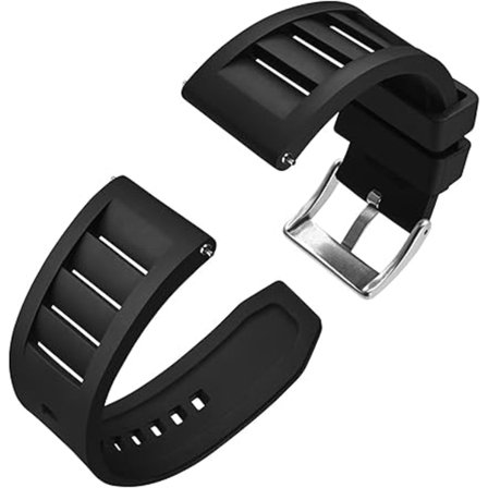 Snabbfäste Klockarmband, Fluorgummiklockarmband 20mm, Ersättningsklockarmband med Spänne i Rostfritt Stål.svart