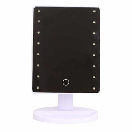 Sminkespeil med lys og 16 LED-lys, berøringskontroll, batteridrevet for hjemmebruk
