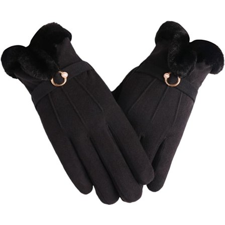 ING Vinterhandsker til kvinder Tykke fleeceforede termiske vindtætte vanter Touchscreen-finger til skiløb, løb, cykling og udendørssport