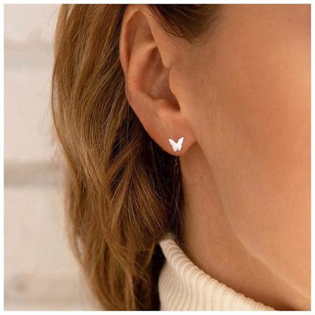 Vintage Butterfly Stud Örhängen Silver Butterfly Örhängen Små örhängen för kvinnor och flickor