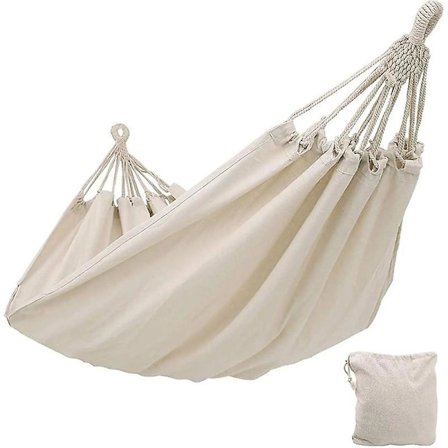 2-personers hængekøje 2-personers hængekøje lærred 220x150cm total længde 270cm udendørs have indendørs have hængekøje dobbelt hængekøje grå lærred 