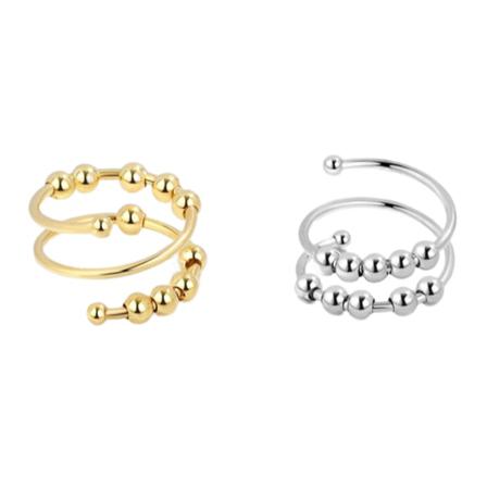 Justerbara Anti-stressringar Med Roterbara Pärlor Guld/silver 2-