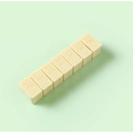 2-pack veckopillerburk, 7-dagars bärbar pillerburk, förvaring av 7 piller per vecka (beige)