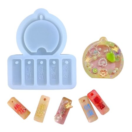 Liten Vindspel Vindklocka Form Med Välsignelseord Epoxiharts Ca