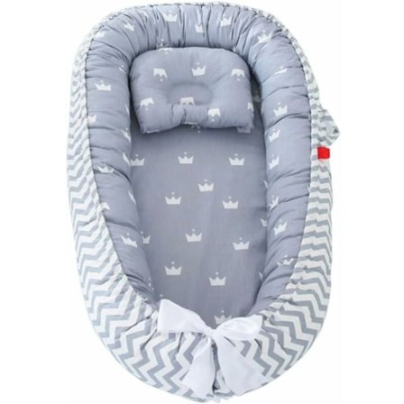 Nyfødt Lounger Pod, Baby Lounger Pod Bomulls Pustende Avtakbar Sovende Vugge Bærbar Nyfødt Pute Seng med Pute Style6, Baby Lounger, Cr
