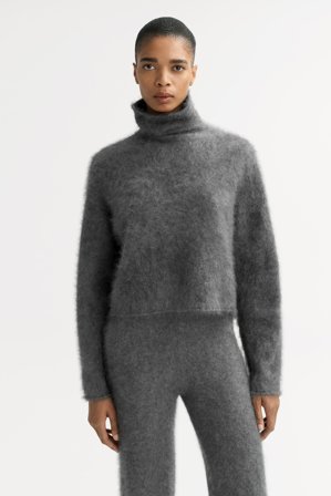 Soft Goat - Brushed turtleneck - Women cashmere sweater - L - Grey