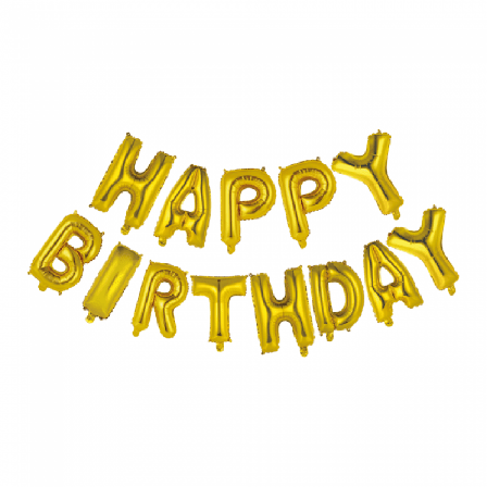 Folieballonger ferdig kit HAPPY BIRTHDAY - gull 41 cm