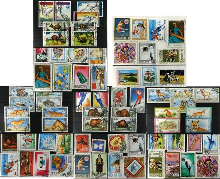 Mongoliet - 5 frimærkepakker samlet