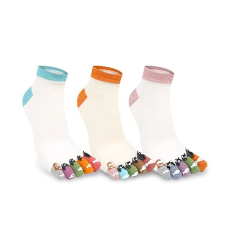 3 par sjove tåstrømper til damer, femfingerstrømper