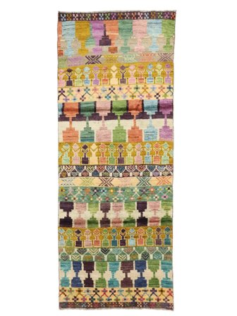 Tappeto Moroccan Berber - Afghanistan 80X208 Passatoie Marrone/Verde (Lana, Afghanistan)