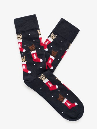 John Henric Men's Marineblaue Weihnachtssocken Size Onesize