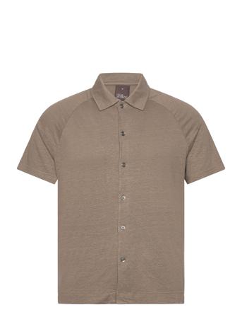 Albin Reg Shirt S-S Designers Shirts Short-sleeved Brown Oscar Jacobson