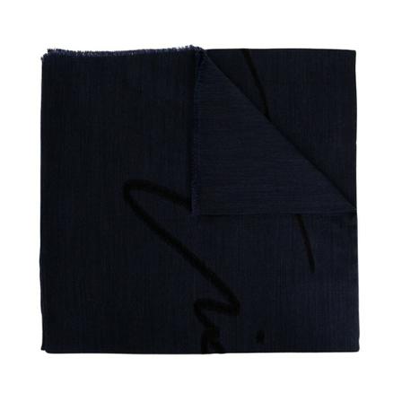 Giorgio Armani, Wool scarf with logo Blauw, Heren, Maat:ONE Size,wol