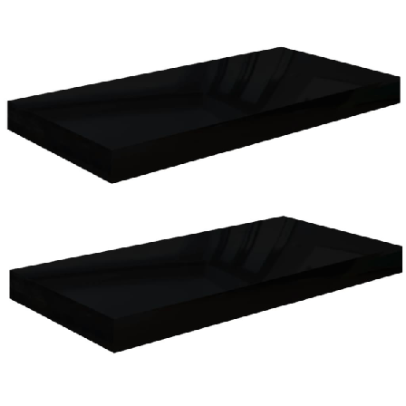 Vidaxl Svävande Vägghyllor 2 St Svart Högglans 50x23x3,8 Cm Mdf Svart
