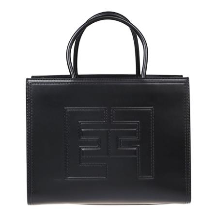 Elisabetta Franchi, Embroidered-Logo Tote Bag Zwart, Dames, Maat:ONE Size